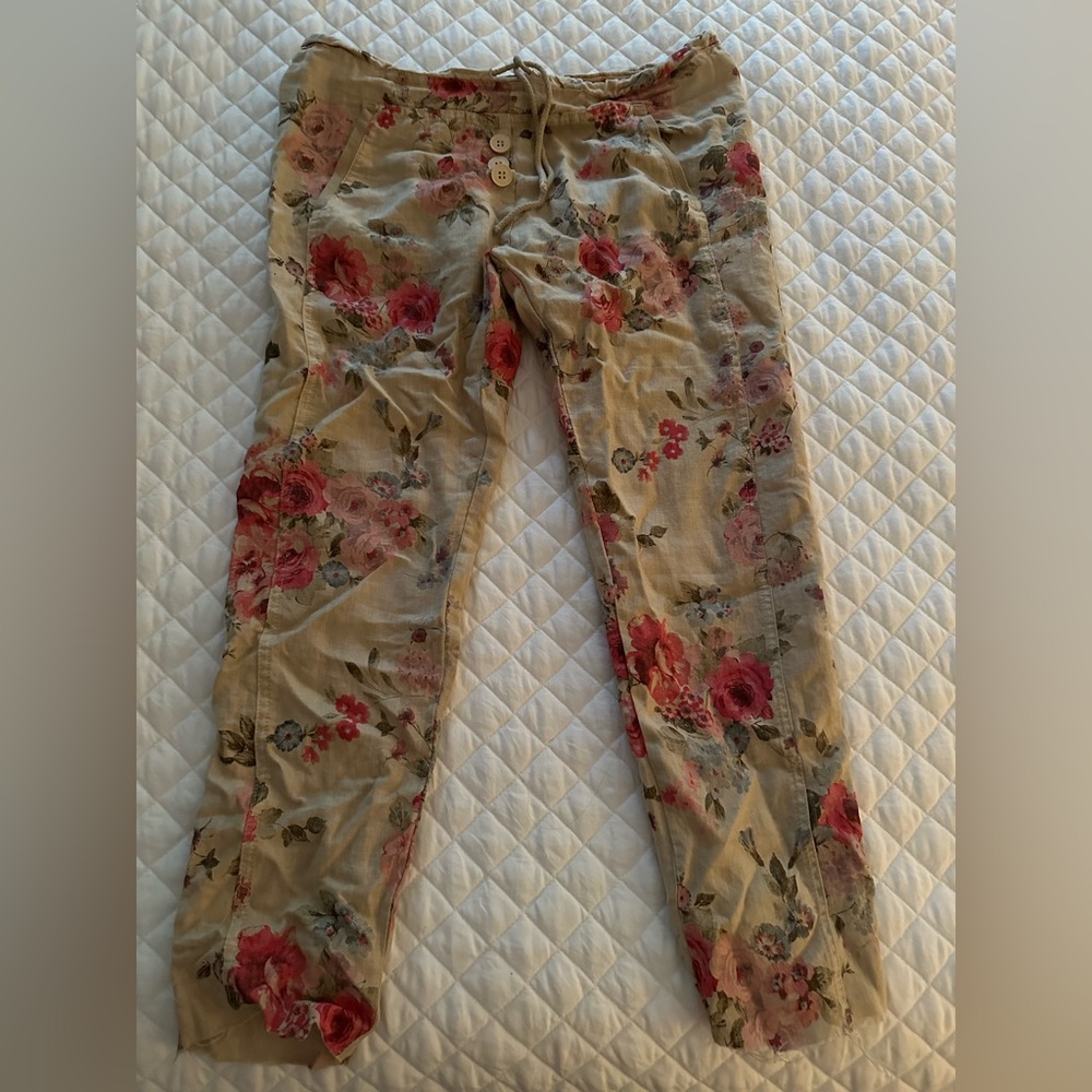 Printed Italian linen pants